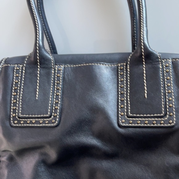 Kenneth Cole NY Black leather studded 2 handle handbag - Picture 6 of 16